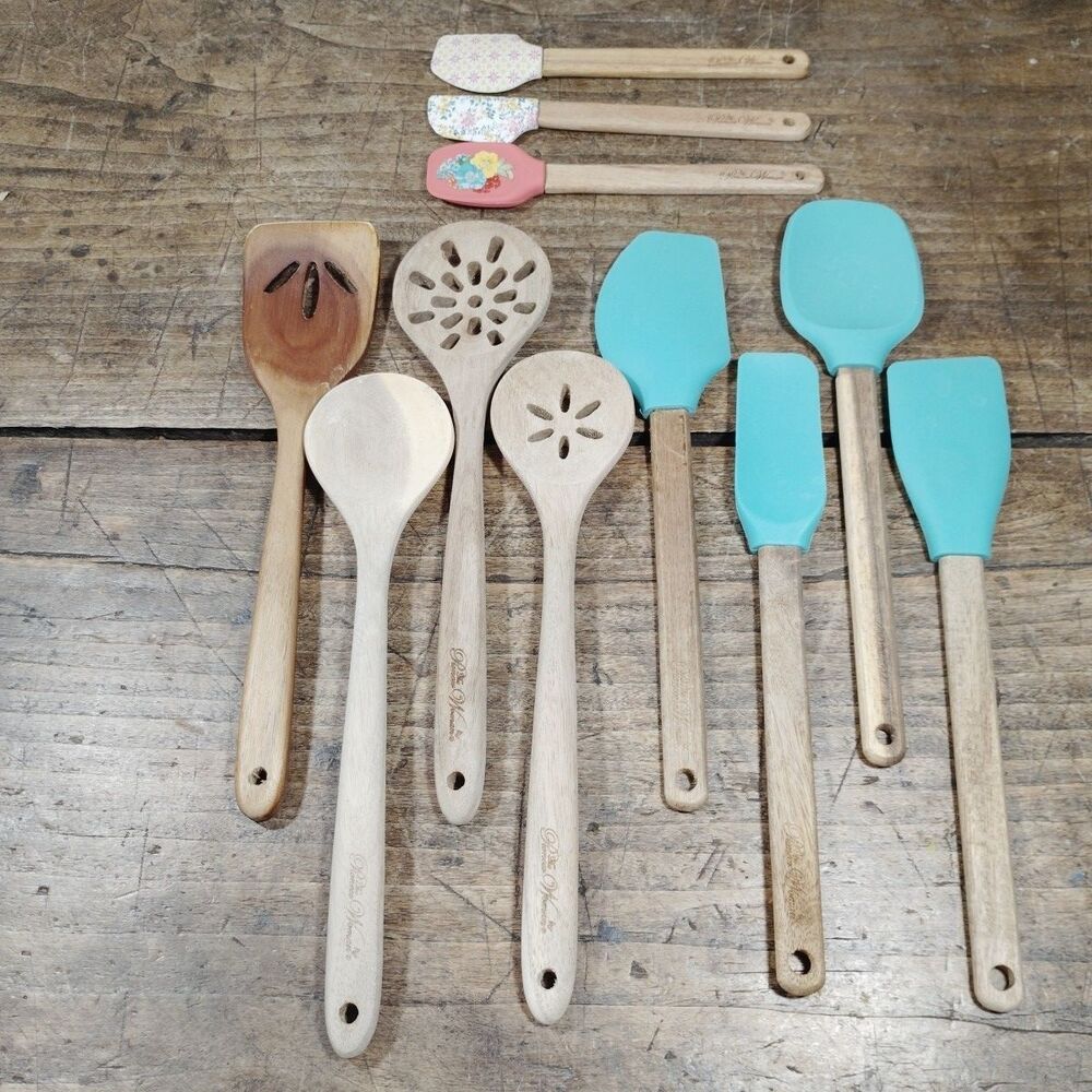 HUGE LOT Pioneer Woman Utensil Spatula Spoonula Spoon Wood Kitchen Slotted